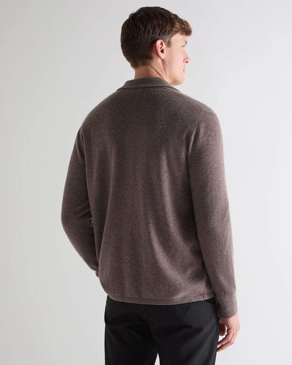 N.peal Men's Putney Cashmere Polo Shirt In Otter Brown