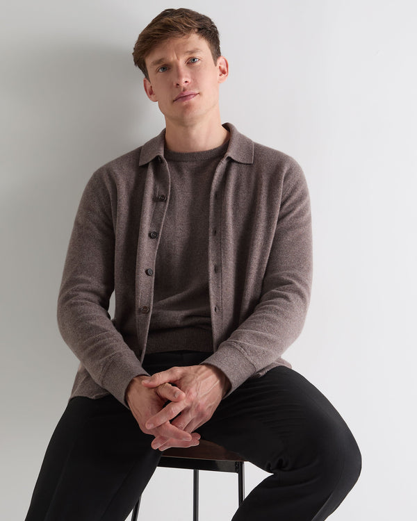 n.peal Men's Putney Cashmere Polo Shirt In Otter Brown