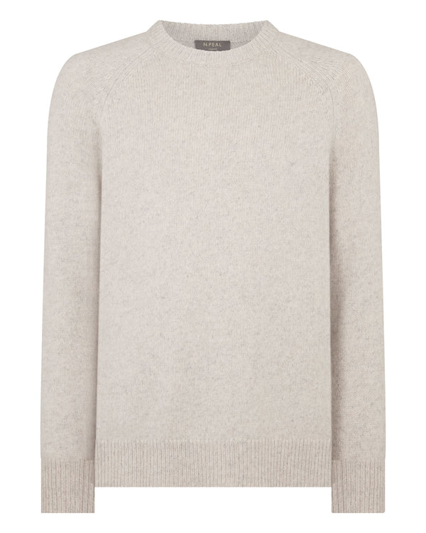 N.peal Men's Raglan Cashmere Sweater In Ash Grey Marl