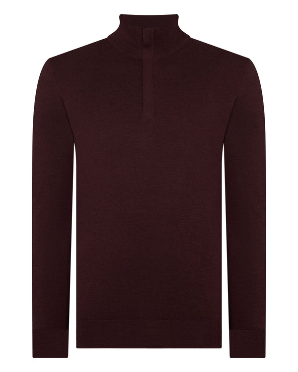 N.peal Men's Regent Fine Gauge Cashmere Half Zip Sweater In Claret Red