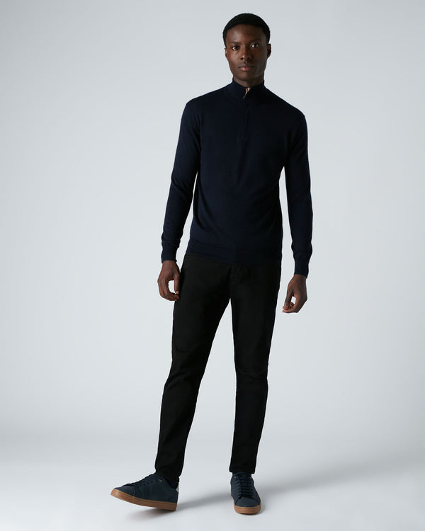 N.peal Men's Regent Fine Gauge Cashmere Half Zip Sweater In Navy Blue
