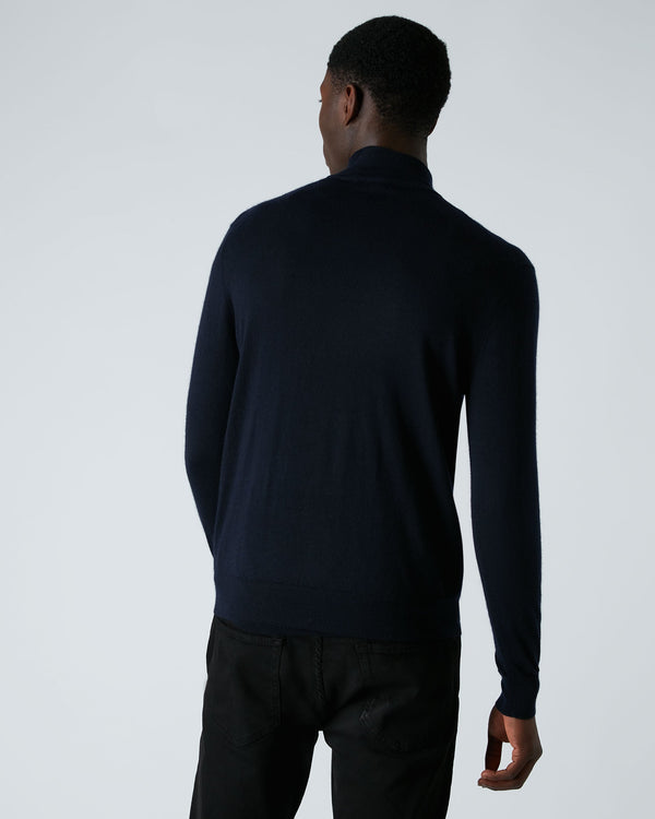 N.peal Men's Regent Fine Gauge Cashmere Half Zip Sweater In Navy Blue