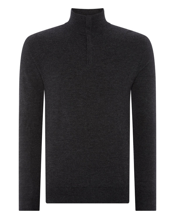 N.peal Men's Regent Fine Gauge Cashmere Half Zip Sweater In Dark Charcoal Grey
