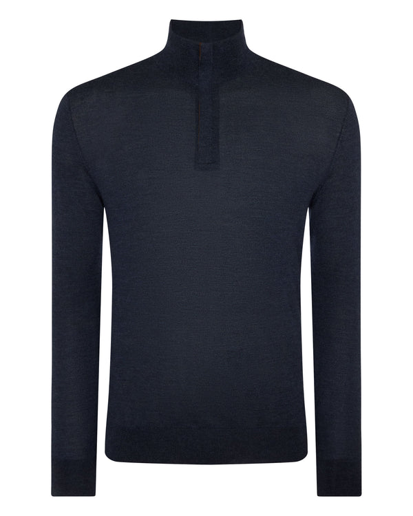 N.peal Men's Regent Fine Gauge Cashmere Half Zip Sweater In Indigo Blue