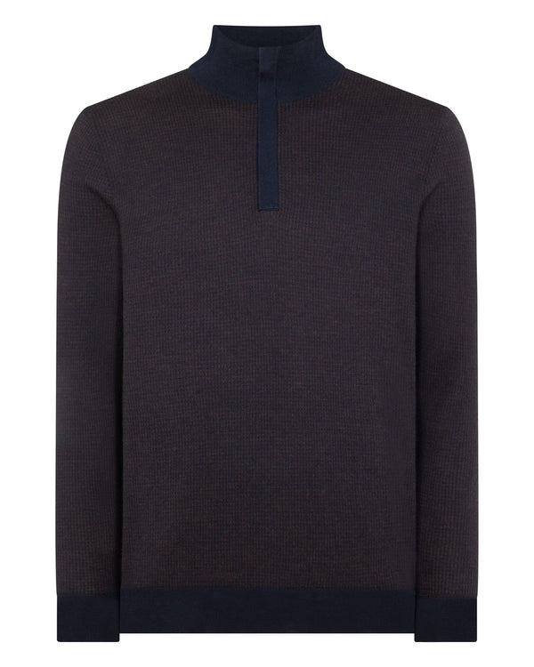 N.peal Men's Regent Houndstooth Fine Gauge Cashmere Half Zip Sweater In Navy Blue