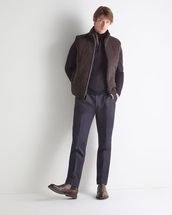 N.peal Men's Regent Houndstooth Fine Gauge Cashmere Half Zip Sweater In Navy Blue