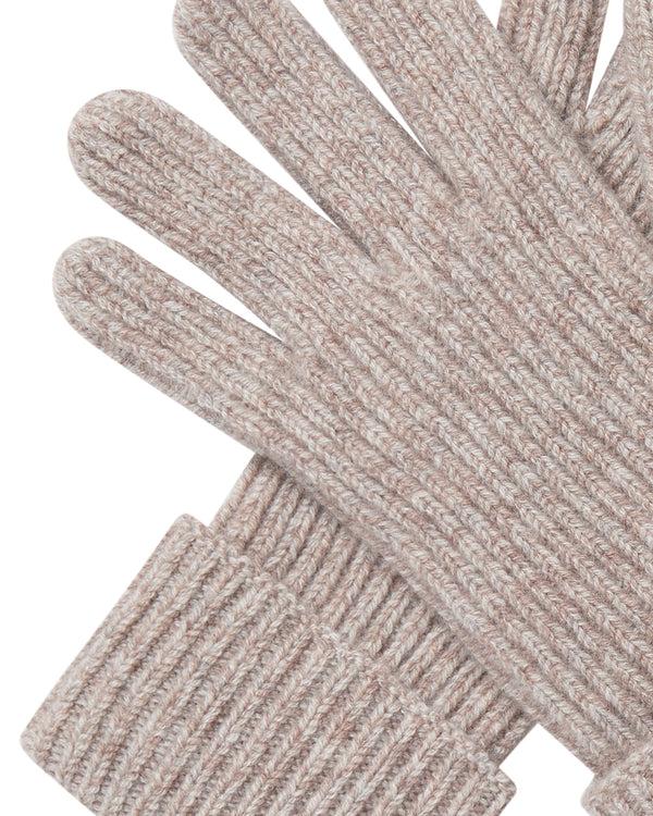 N.peal Men's Ribbed Cashmere Gloves In Basilica Beige Brown Marl