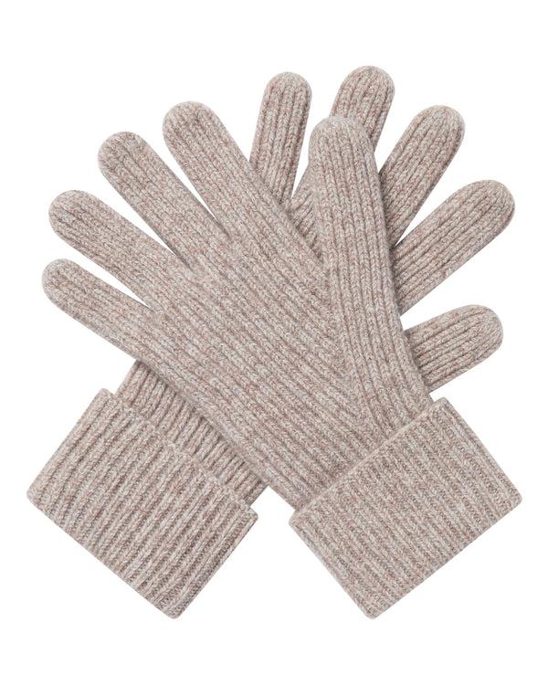 n.peal Men's Ribbed Cashmere Gloves In Basilica Beige Brown Marl