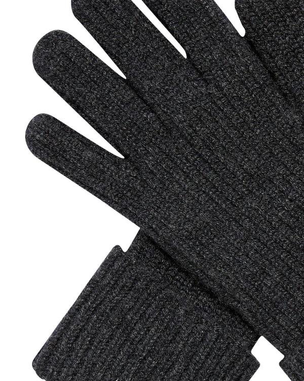 N.peal Men's Ribbed Cashmere Gloves In Dark Charcoal Grey