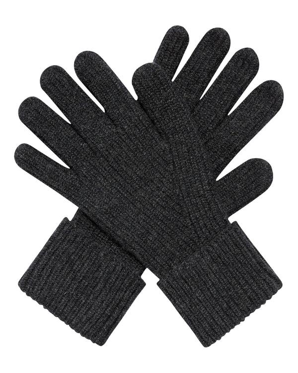 n.peal Men's Ribbed Cashmere Gloves In Dark Charcoal Grey