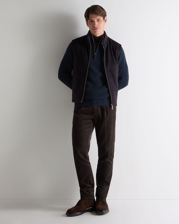 N.peal Men's Ribbed Half Zip Cashmere Sweater In Indigo Blue