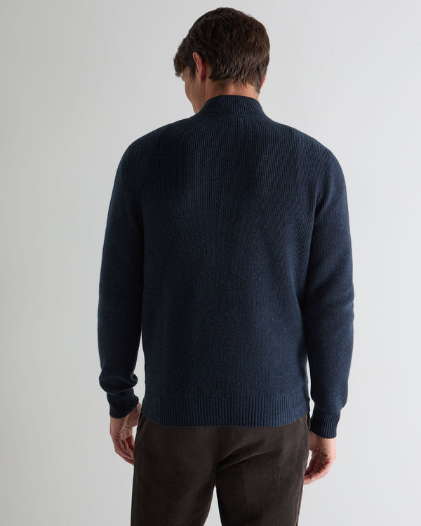 N.peal Men's Ribbed Half Zip Cashmere Sweater In Indigo Blue