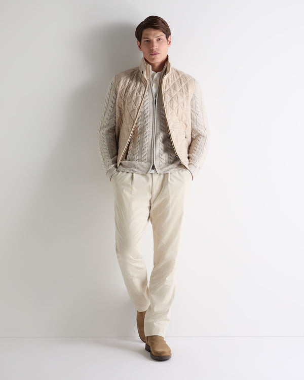 N.peal Men's Richmond Cable Cashmere Cardigan In Ash Grey Marl