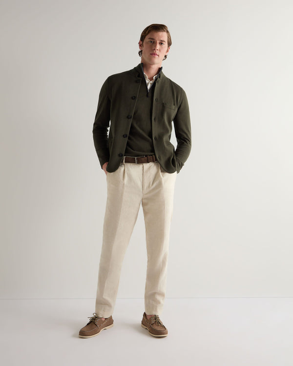 N.peal Men's Salcombe Half Zip Cotton Cashmere Sweater In Arabica Khaki Green