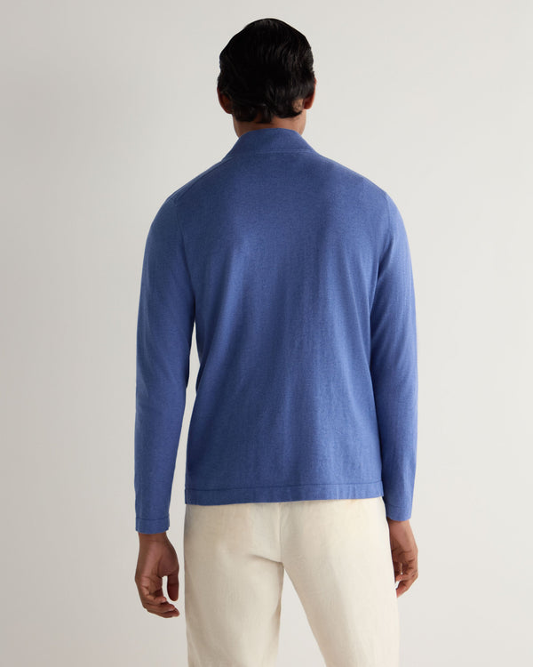N.peal Men's Salcombe Half Zip Cotton Cashmere Sweater In Denim Blue