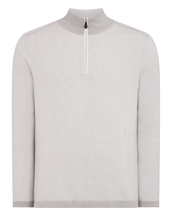 N.peal Men's Salcombe Jacquard Half Zip Cotton Cashmere Sweater In Fumo Grey