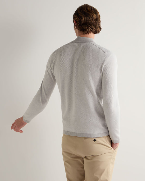 N.peal Men's Salcombe Jacquard Half Zip Cotton Cashmere Sweater In Fumo Grey