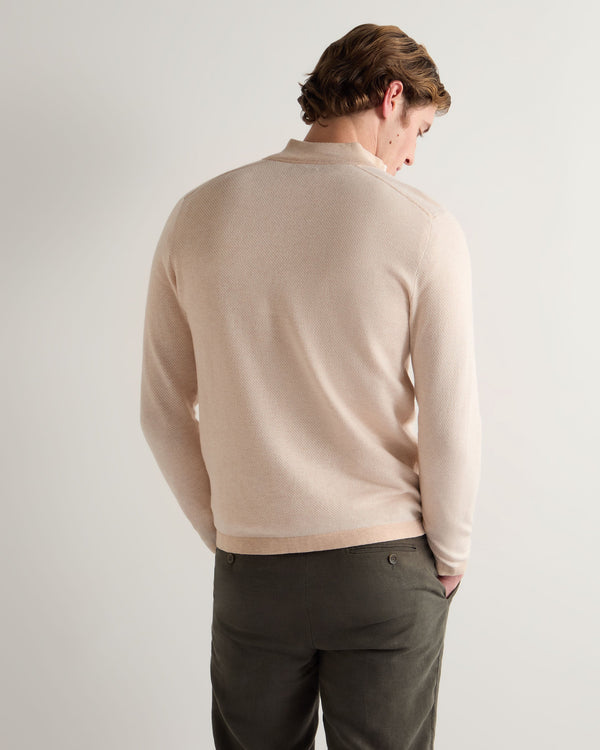 N.peal Men's Salcombe Jacquard Half Zip Cotton Cashmere Sweater In Sandstone Brown