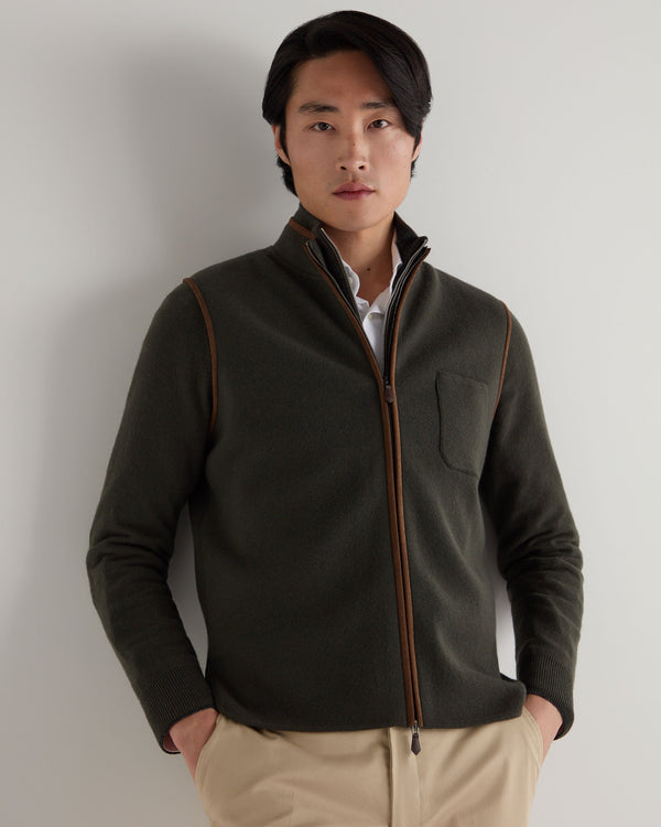 n.peal Men's Shaftesbury Cashmere Gilet In Arabica Khaki Green