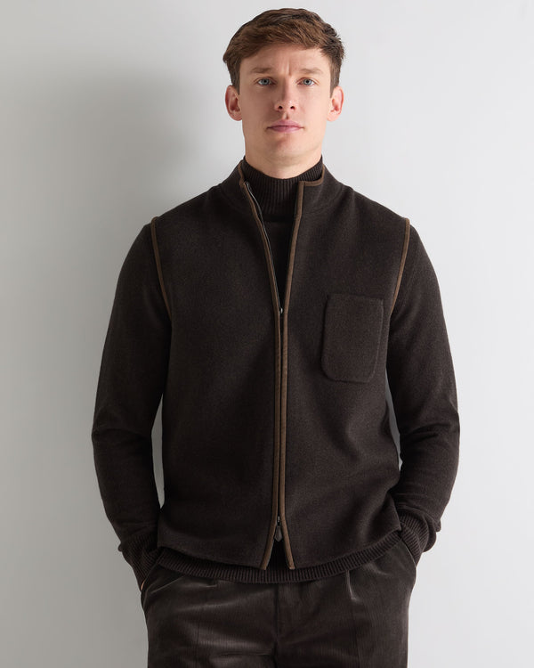n.peal Men's Shaftesbury Cashmere Gilet In Chocolate Brown