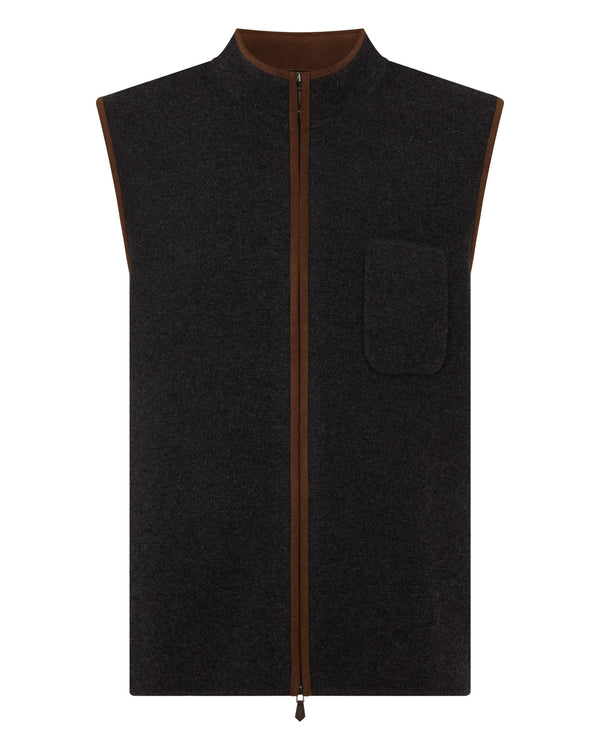 N.peal Men's Shaftesbury Cashmere Gilet In Deep Charcoal Grey