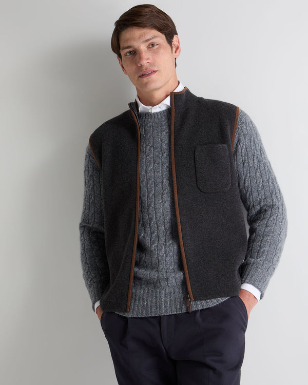 n.peal Men's Shaftesbury Cashmere Gilet In Deep Charcoal Grey