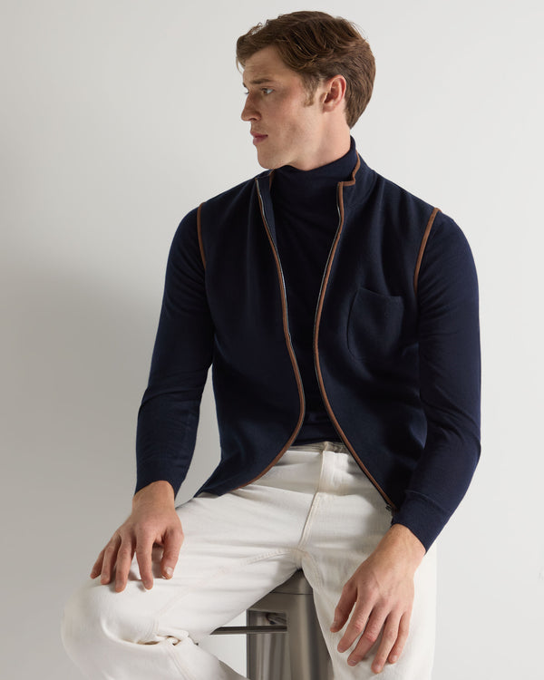 n.peal Men's Shaftesbury Cashmere Gilet In Navy Blue