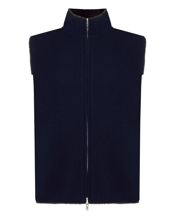 N.peal Men's Shaftesbury Reversible Cashmere Gilet In Navy Blue
