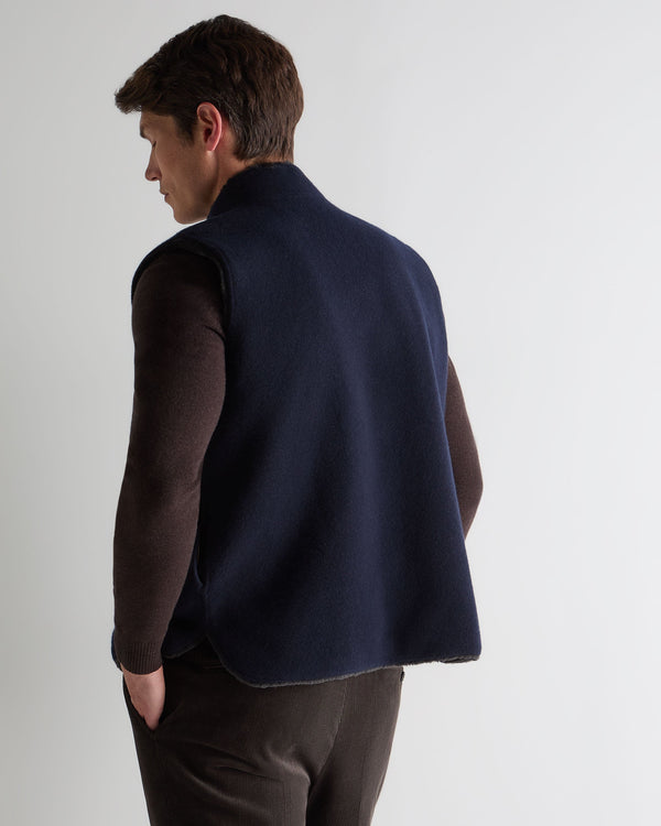 N.peal Men's Shaftesbury Reversible Cashmere Gilet In Navy Blue