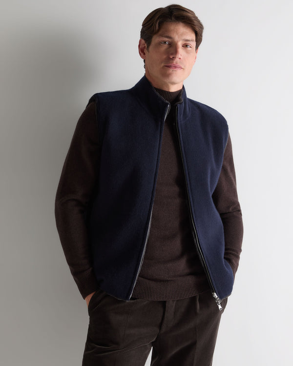 n.peal Men's Shaftesbury Reversible Cashmere Gilet In Navy Blue