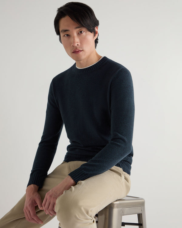n.peal Men's Shoreditch Round Neck Cashmere Sweater In Indigo Blue