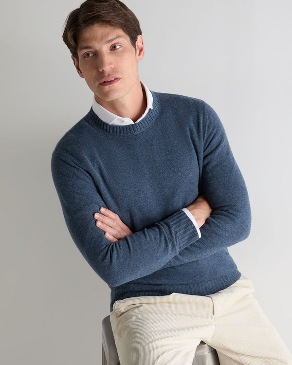 n.peal Men's Shoreditch Round Neck Cashmere Sweater In Light Denim Blue