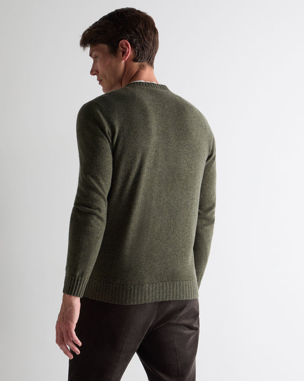 N.peal Men's Shoreditch Round Neck Cashmere Sweater In Moss Green