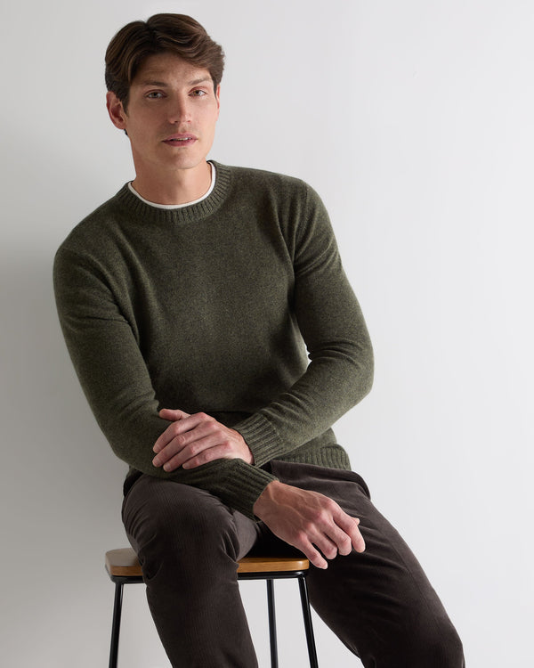n.peal Men's Shoreditch Round Neck Cashmere Sweater In Moss Green