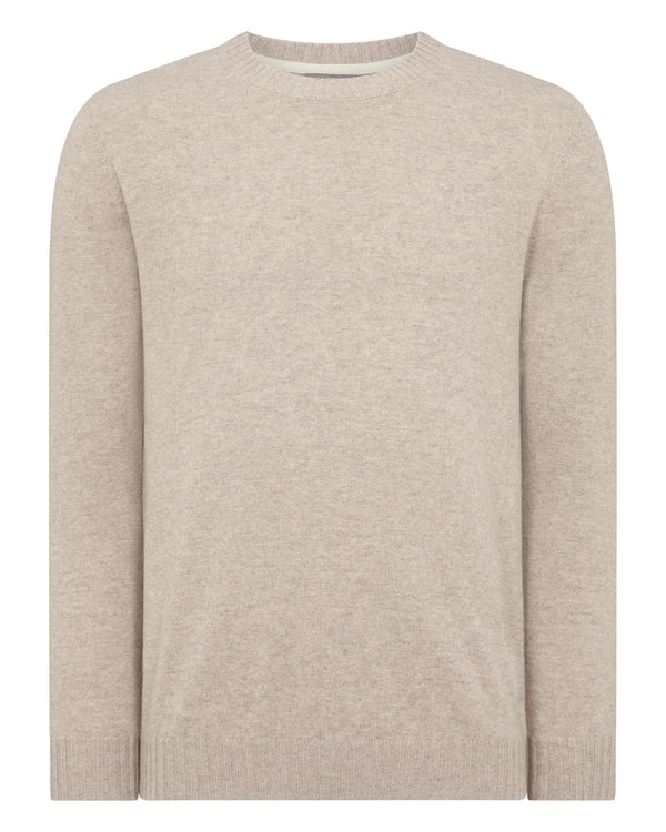 N.peal Men's Shoreditch Round Neck Cashmere Sweater In Oatmeal Brown