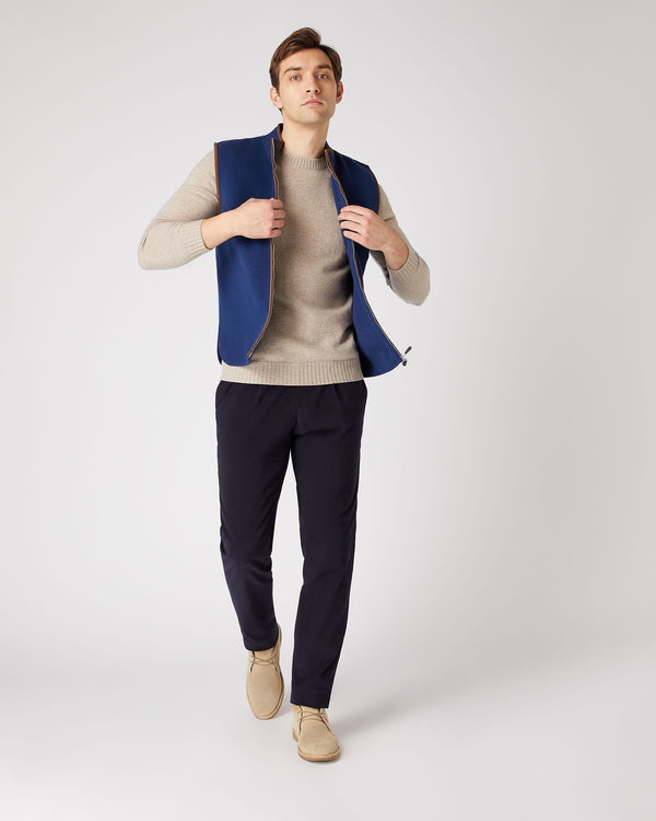 N.peal Men's Shoreditch Round Neck Cashmere Sweater In Oatmeal Brown