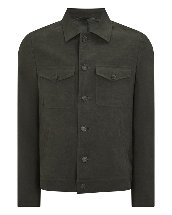 N.peal Men's Short Linen Woven Jacket In Arabica Khaki Green