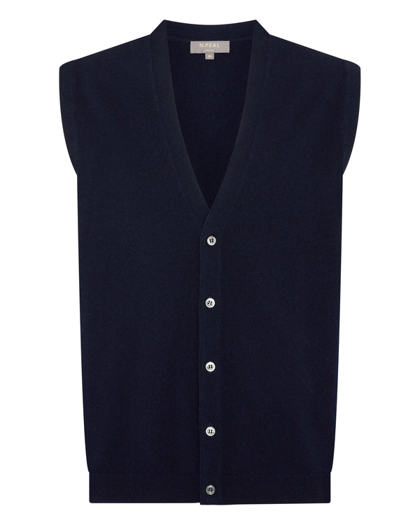 N.peal Men's Sleeveless Cashmere Tank Top In Navy Blue