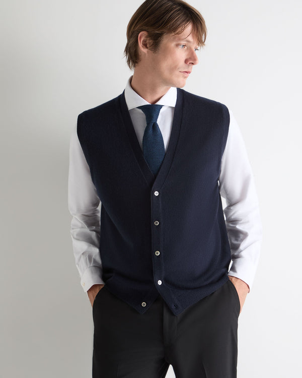 n.peal Men's Sleeveless Cashmere Tank Top In Navy Blue