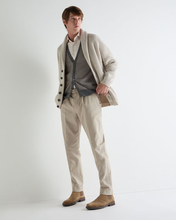 N.peal Men's Sleeveless Cashmere Tank Top In Oatmeal Houndstooth Brown