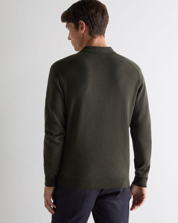 N.peal Men's Sloane Cashmere Polo In Arabica Khaki Green