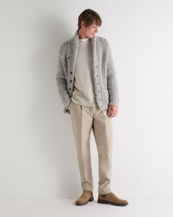 N.peal Men's Textured Kensington Cashmere Cardigan In Flannel Grey Marl