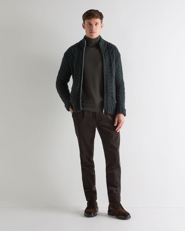 N.peal Men's Trafalgar Turtle Neck Cashmere Sweater In Arabica Khaki Green