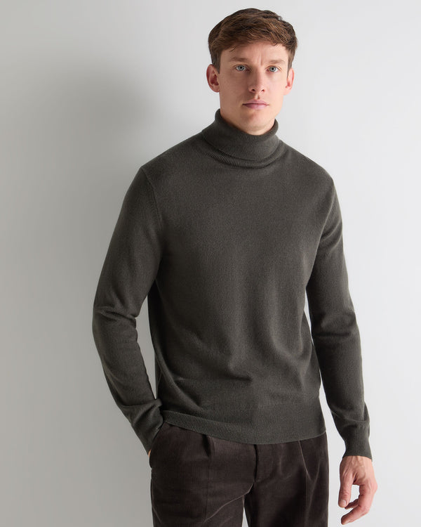 n.peal Men's Trafalgar Turtle Neck Cashmere Sweater In Arabica Khaki Green