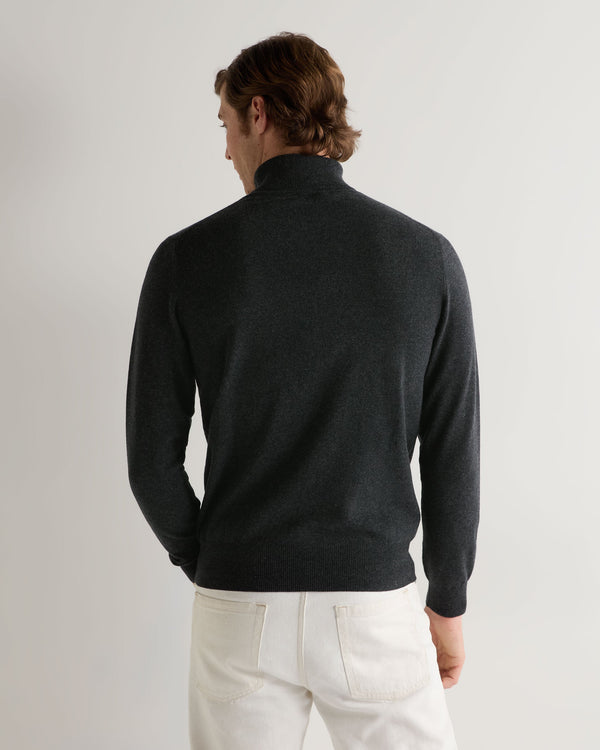 N.peal Men's Trafalgar Turtle Neck Cashmere Sweater In Dark Charcoal Grey