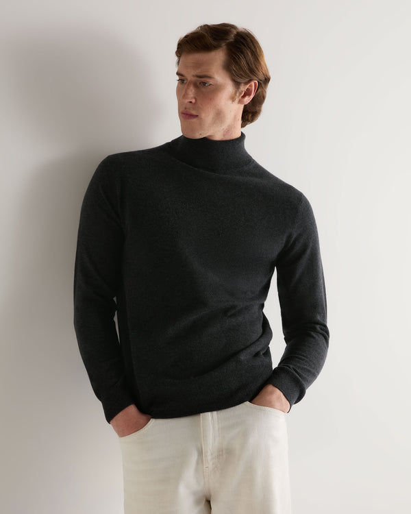 n.peal Men's Trafalgar Turtle Neck Cashmere Sweater In Dark Charcoal Grey
