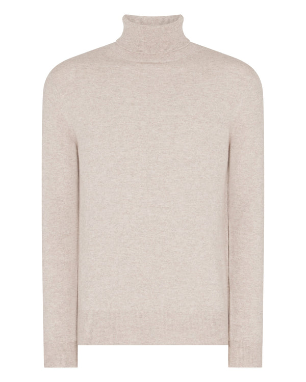 N.peal Men's Trafalgar Turtle Neck Cashmere Sweater In Oatmeal Brown