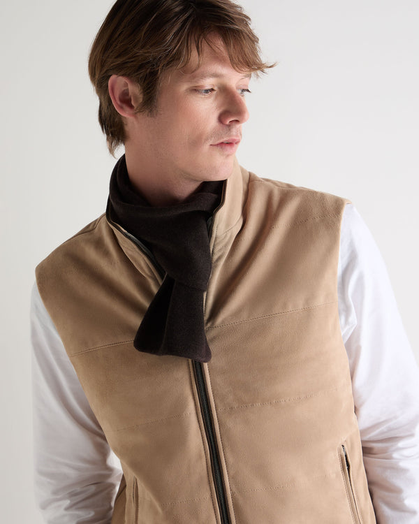 N.peal Men's Two Tone Small Cashmere Scarf In Chocolate Brown