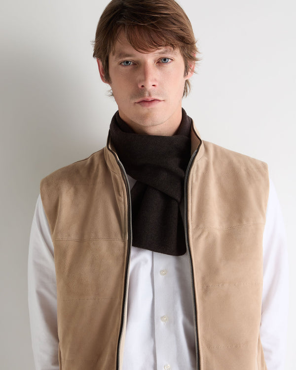 N.peal Men's Two Tone Small Cashmere Scarf In Chocolate Brown