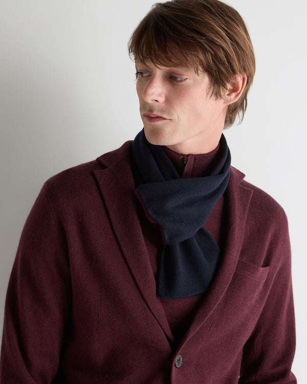 N.peal Men's Two Tone Small Cashmere Scarf In Navy Blue